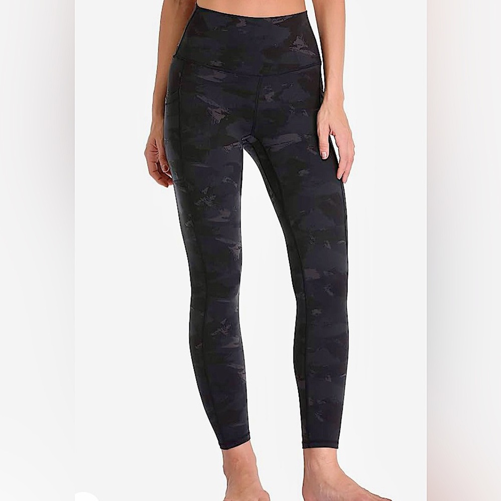 High-waist Leggings, Women’s XL, Black/Gray Camo, Soft Compression